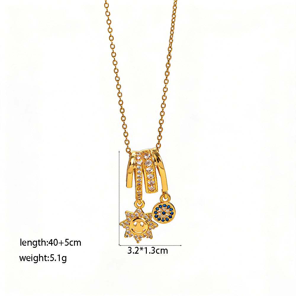 Women's Micro Inlaid Zircon Sun Star Moon Zodiac Clavicle Necklace