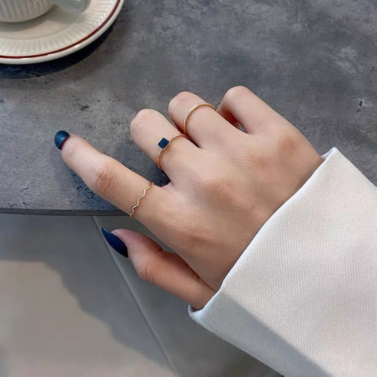Fashion Personality Combined Female Cold Wind Design Knuckle Black Zircon Ring