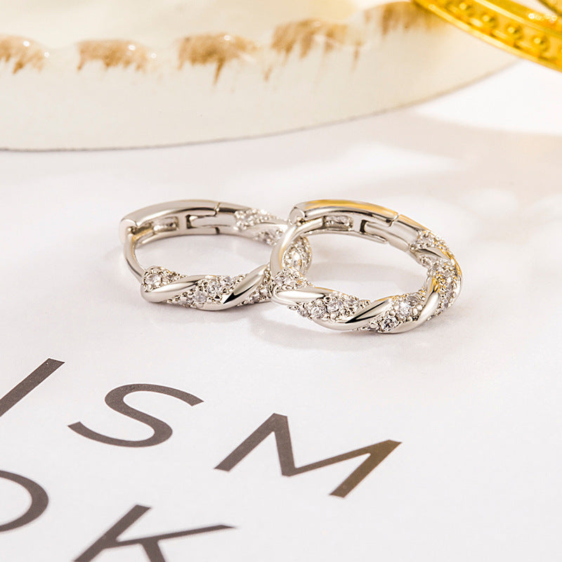 Mobius Clip Simple Korean Style Unique Hoop Zircon Earrings