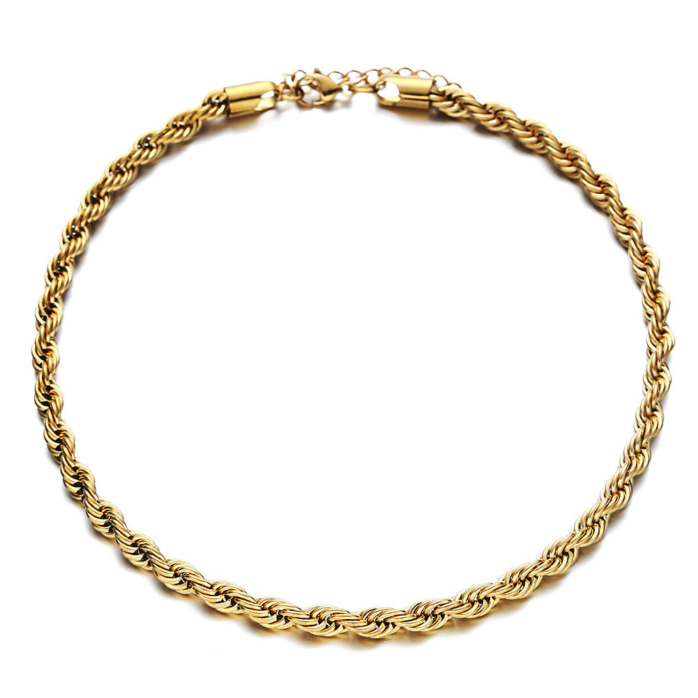 Punk Hip Hop Style Stainless Steel Adjustable Lobster Buckle Woven Necklaces
