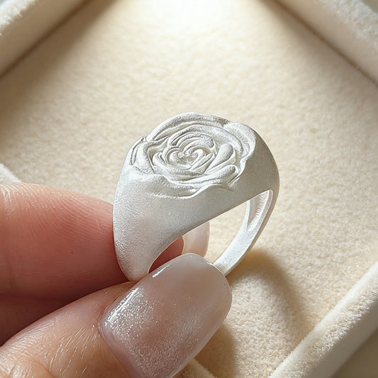 Flower Stewed Pork Niche Design Elegant Sier Plated Rose Female Rings