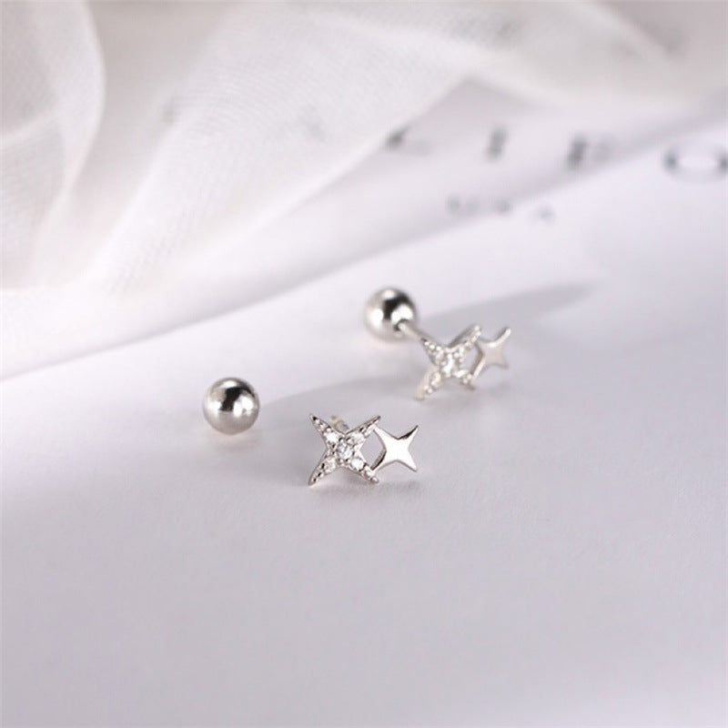 Women's Ear Sier Needle Double Small Korean Style Earrings