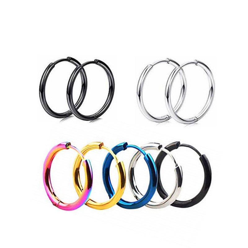 Women's & Men's Simple Thin Needle Circle Clip Titanium Ear Line