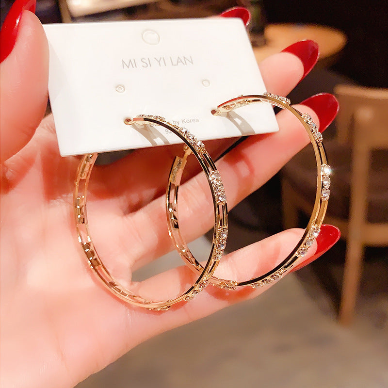 Women's Exaggerated Personalized Rhinestone Large Hoop Fashion Earrings