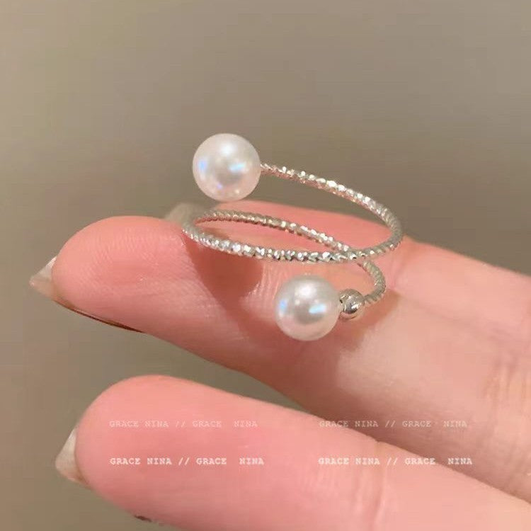 Around The Fingertips Simple Winding Pearl Female Design Index Finger Ring