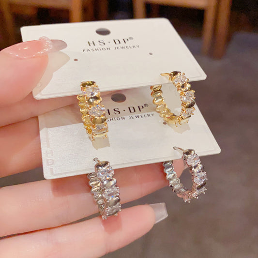 Women's Niche Temperament Entry Lux Zircon Geometric Clip Exquisite Stylish Simple Rings