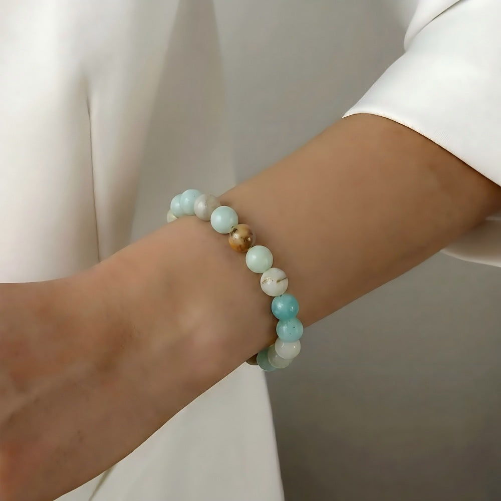 Fashion Natural Stone Tigereye Pink Crystal Bracelet