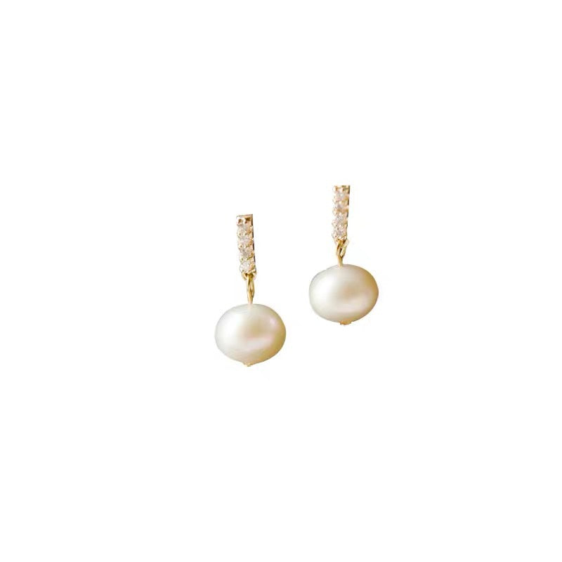 Women's Natural Freshwater Pearl For French Minority Design Commute Minimalist Earrings