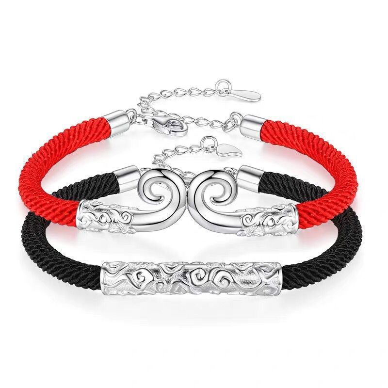 Women's & Men's Hoop Mantra Couple Long-distance Love Gift Golden Bracelets