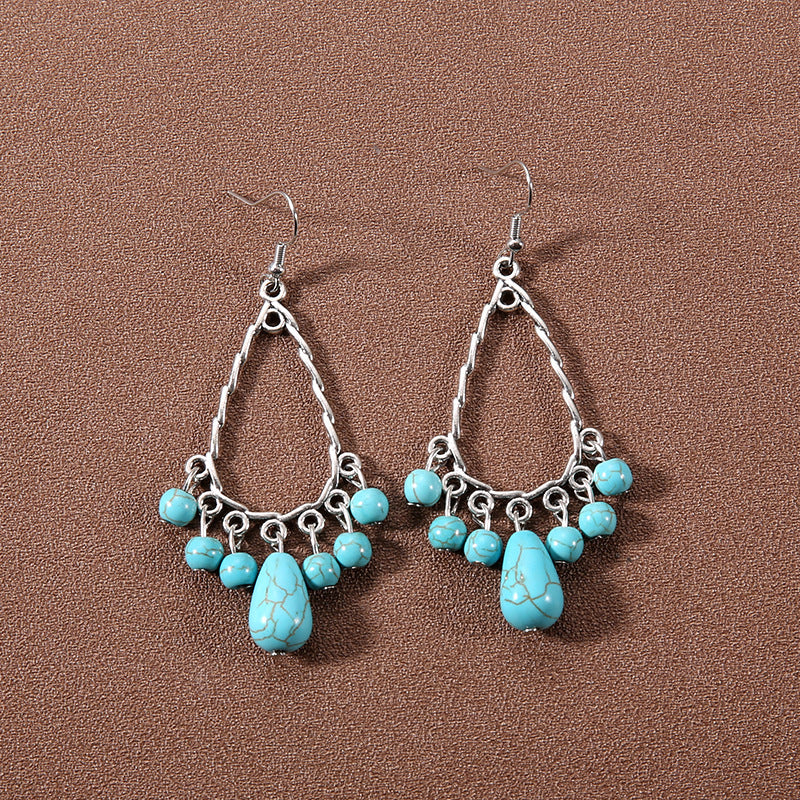 Tassel Turquoise Retro Minority Ethnic Style Graceful Personality Tibetan Earrings