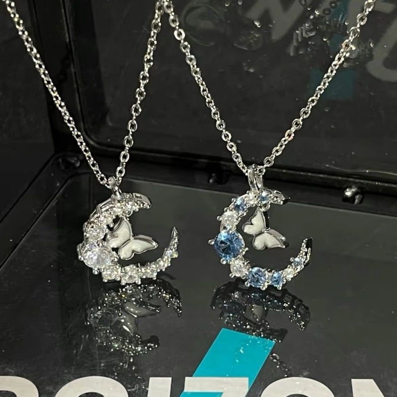 Moon Diamond Butterfly Snowflake Niche Temperament Necklace