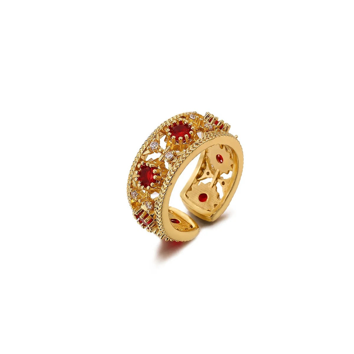 Luxury Geometric Inlaid Zircon Open Niche Trendy Ring