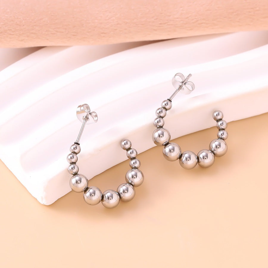 Personality Stitching Design Temperament Elegant Gold Titanium Steel Geometric Shape Stud Earrings