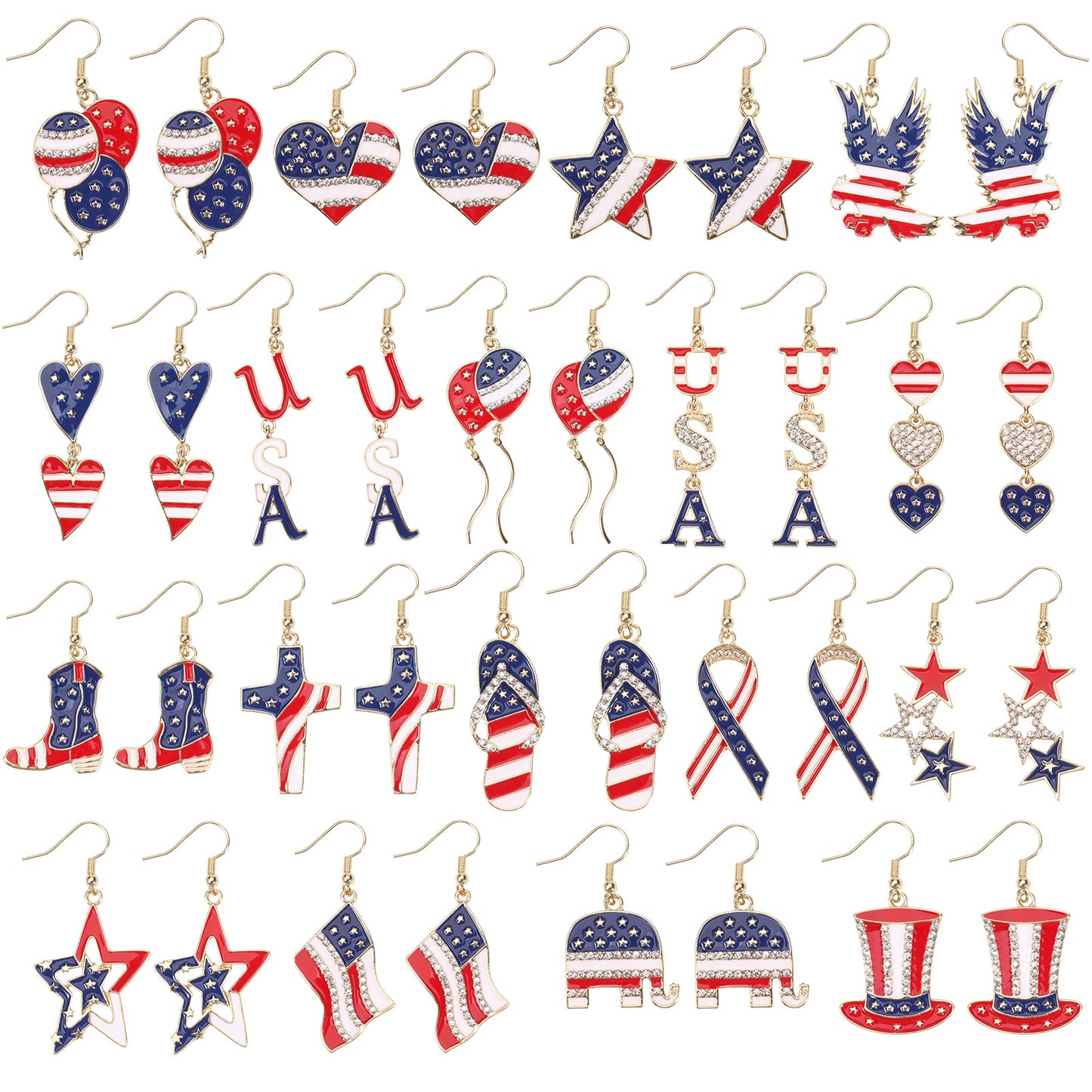 July Flag Independence Day War Veterans Earrings