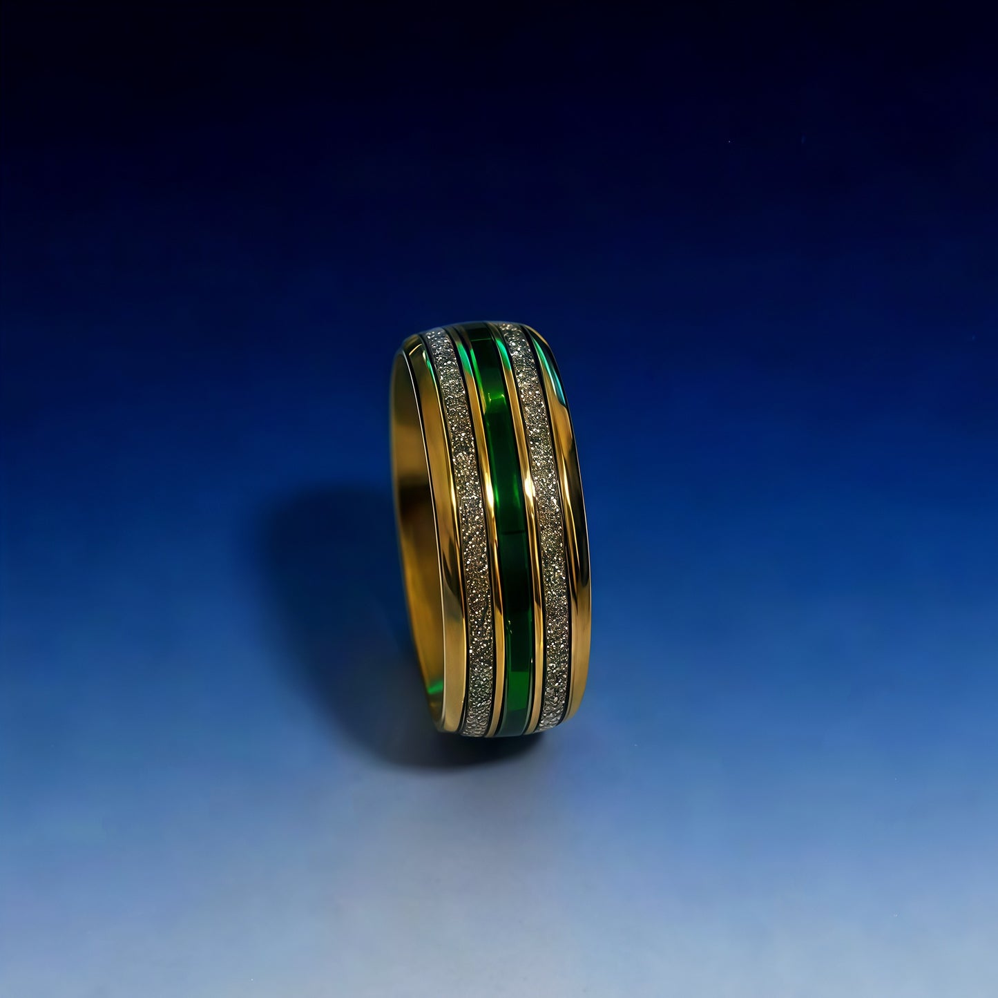 Men's Steel Meteorite Inlaid Gold Foil Light Luxury Fashion Ring