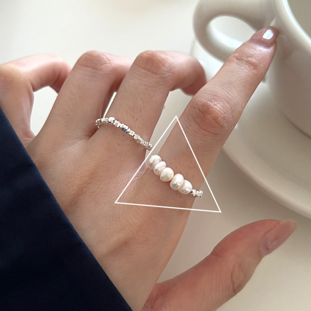 Small Pieces Of Pearl Female Design Trendy Fashion Personality High Ring
