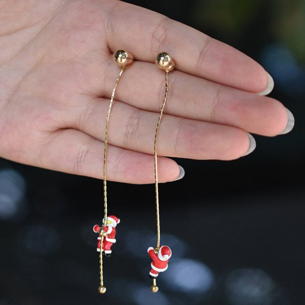 Christmas Series Asymmetric Creative Santa Tree Earrings