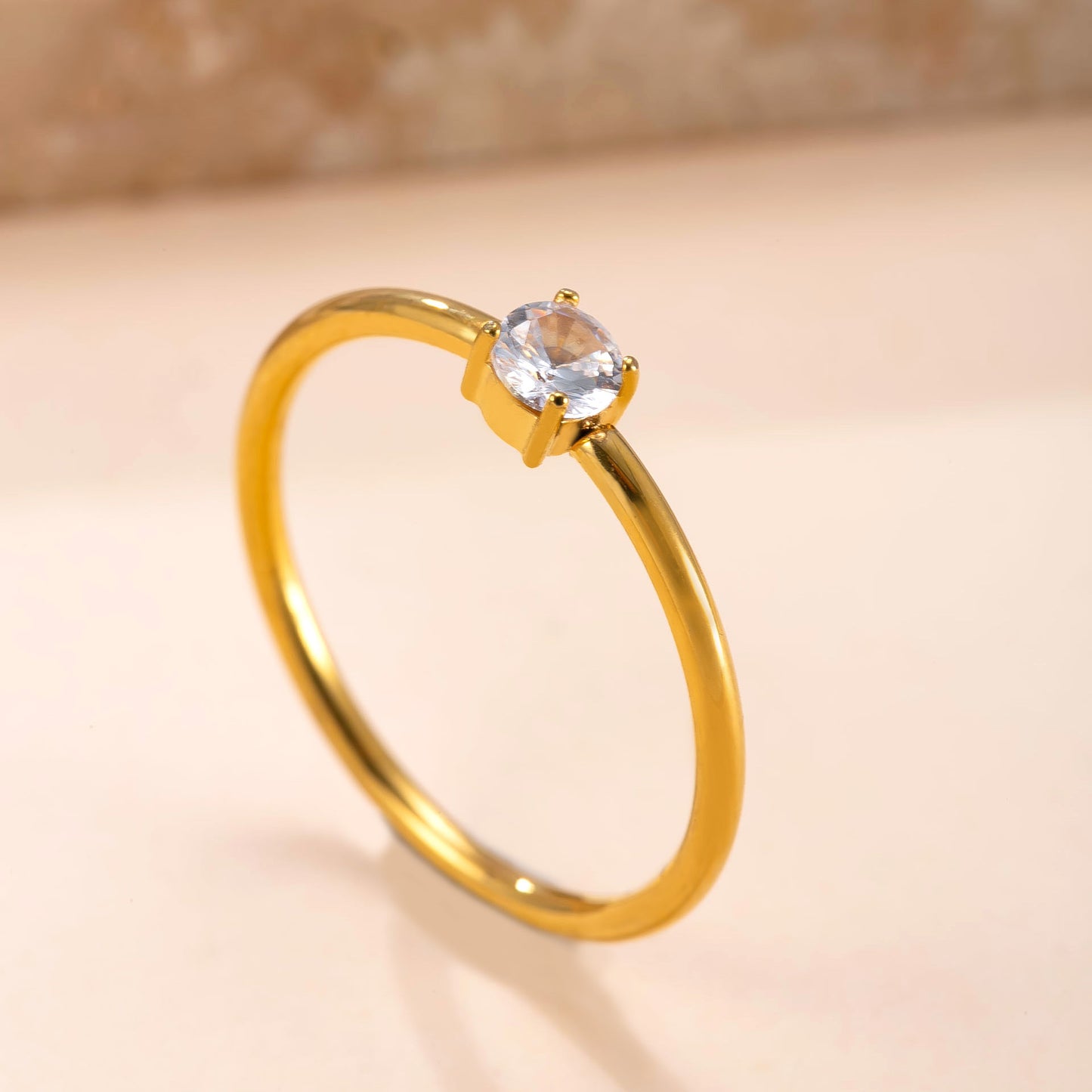 Steel Simple Diamond Couple Korean Fashion Gold-plated Ring