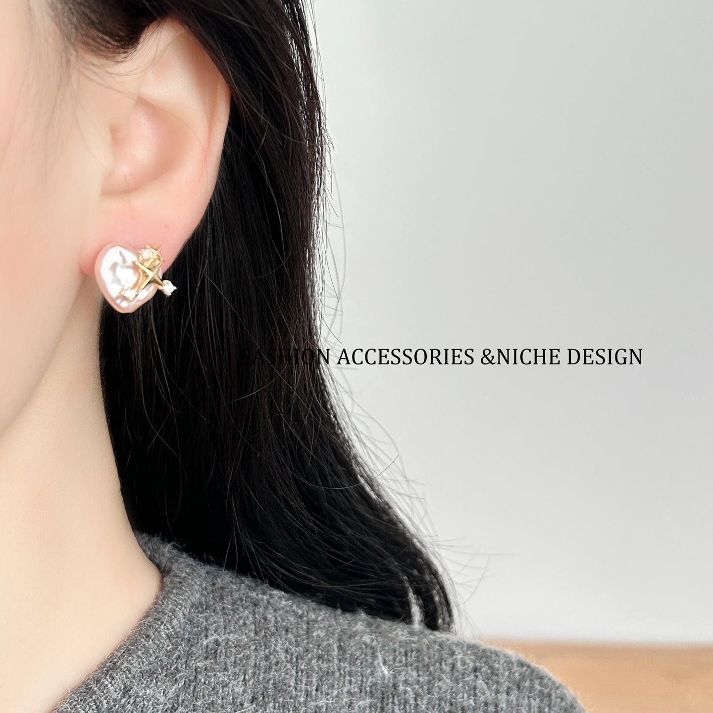 Women's High Sense Asterism Heart Pearl Simple Personality Fashion Earrings