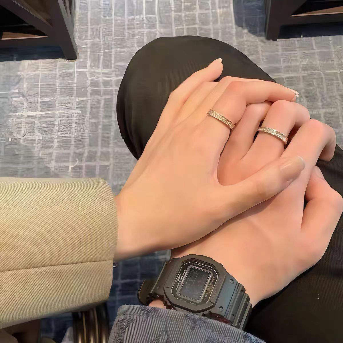 Starry Female Titanium Steel No Fading Full Diamond Cold Wind Rings