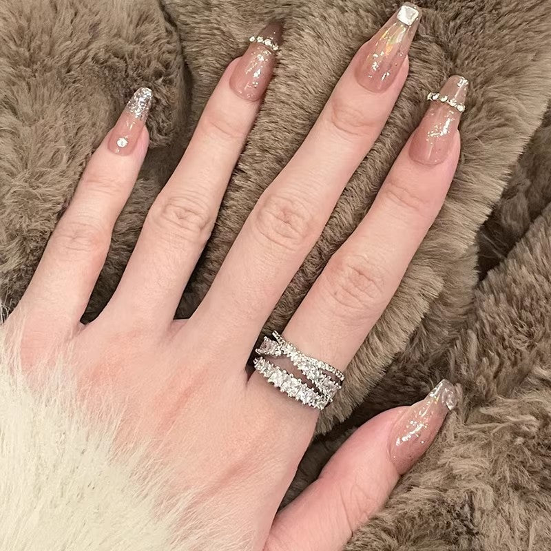 Zircon Simple Female Opening Adjustable Index Finger Light Luxury Rings