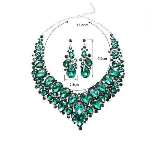 Women's Profile Generous Red Crystal Suite Bridal Jewelry Set