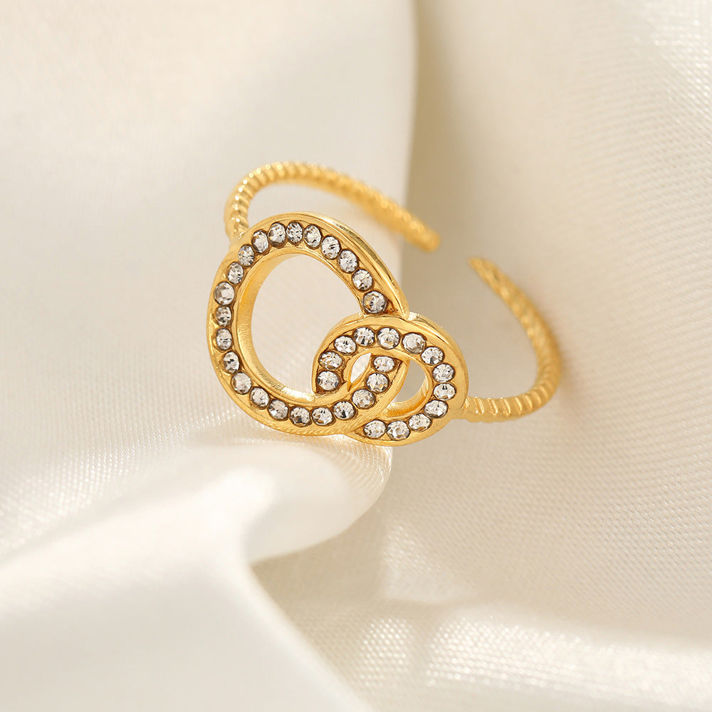 French Style Open Mouth Cold Stainless Steel Personality Special Interest Ring