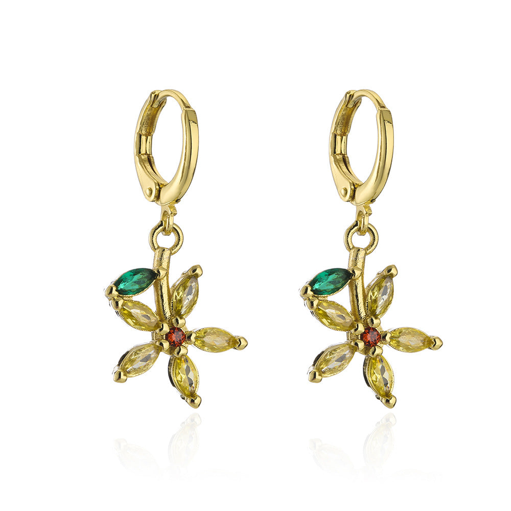 Women's Style Copper Gold Micro Inlaid Zircon Earrings