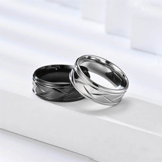 Elegant Niche Step Striped Couple Source Rings