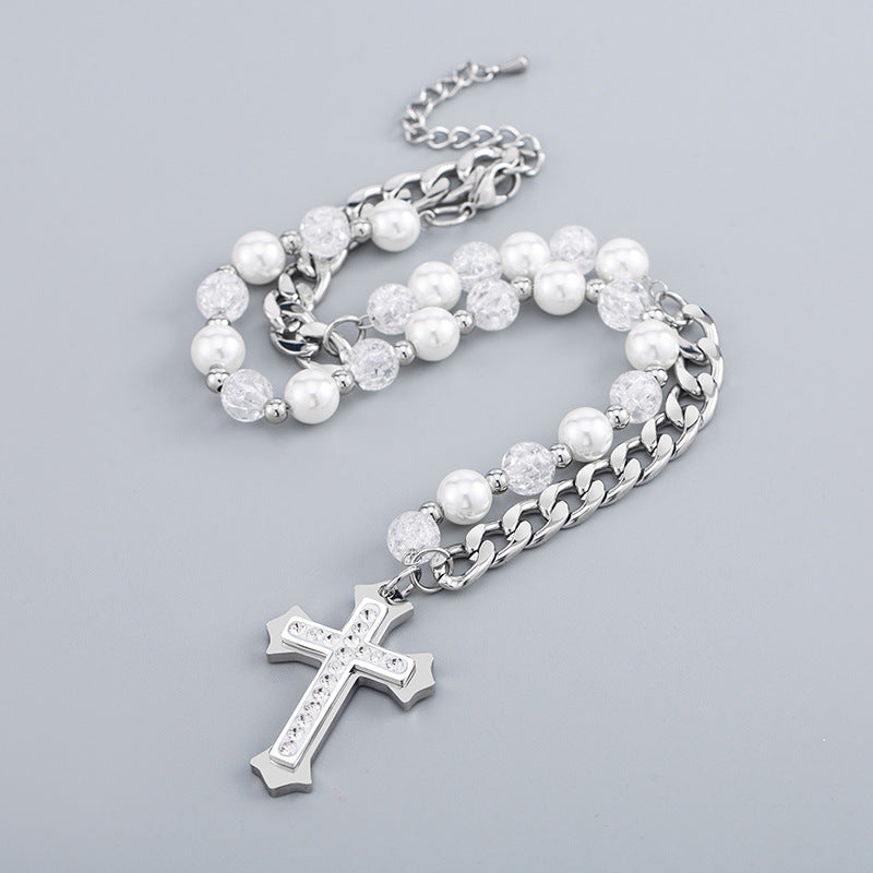 Women's & Men's Punk Titanium Steel Short Stitching Chain Necklaces