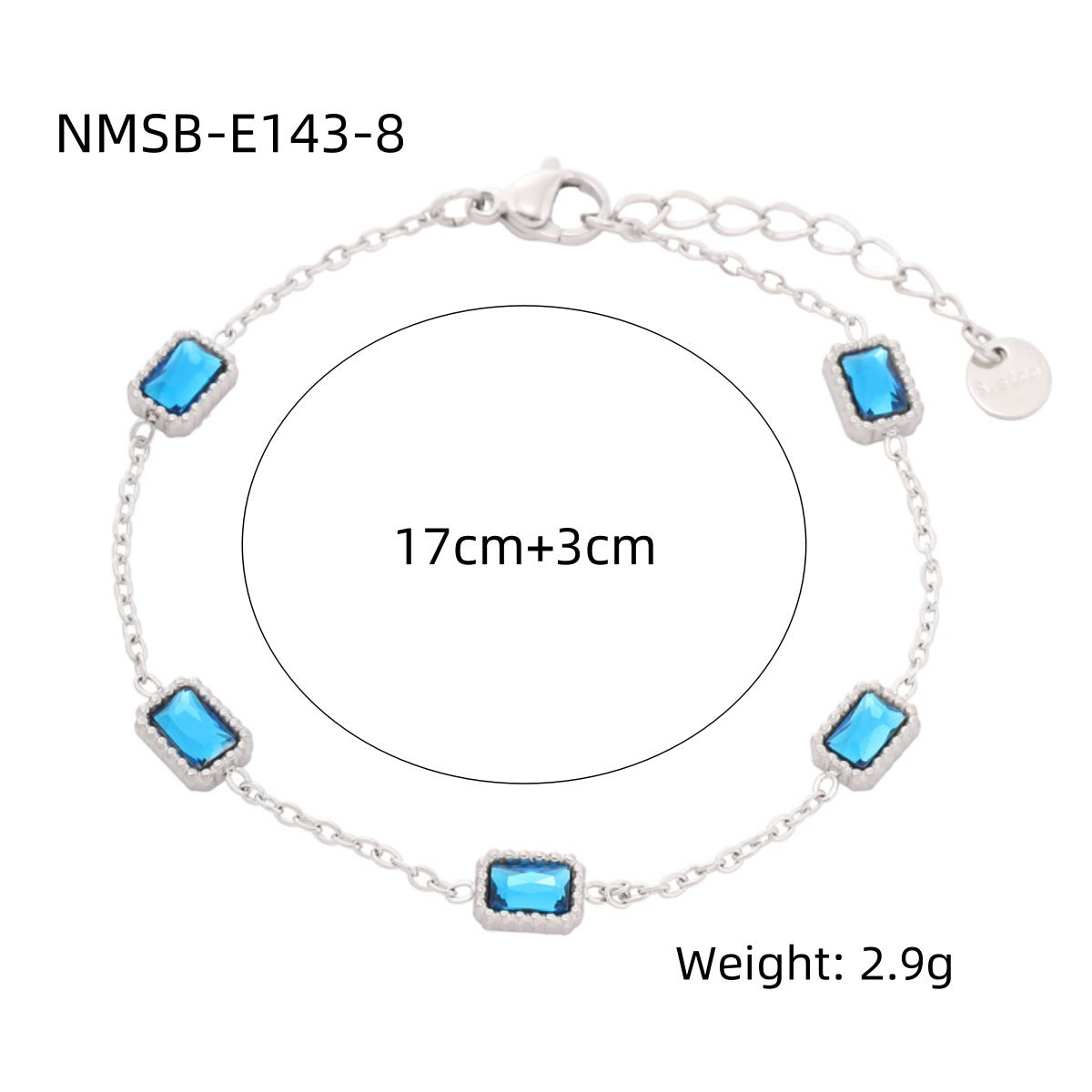 Square Colorful Crystals Titanium Steel Female Affordable Luxury Fashion Bracelet