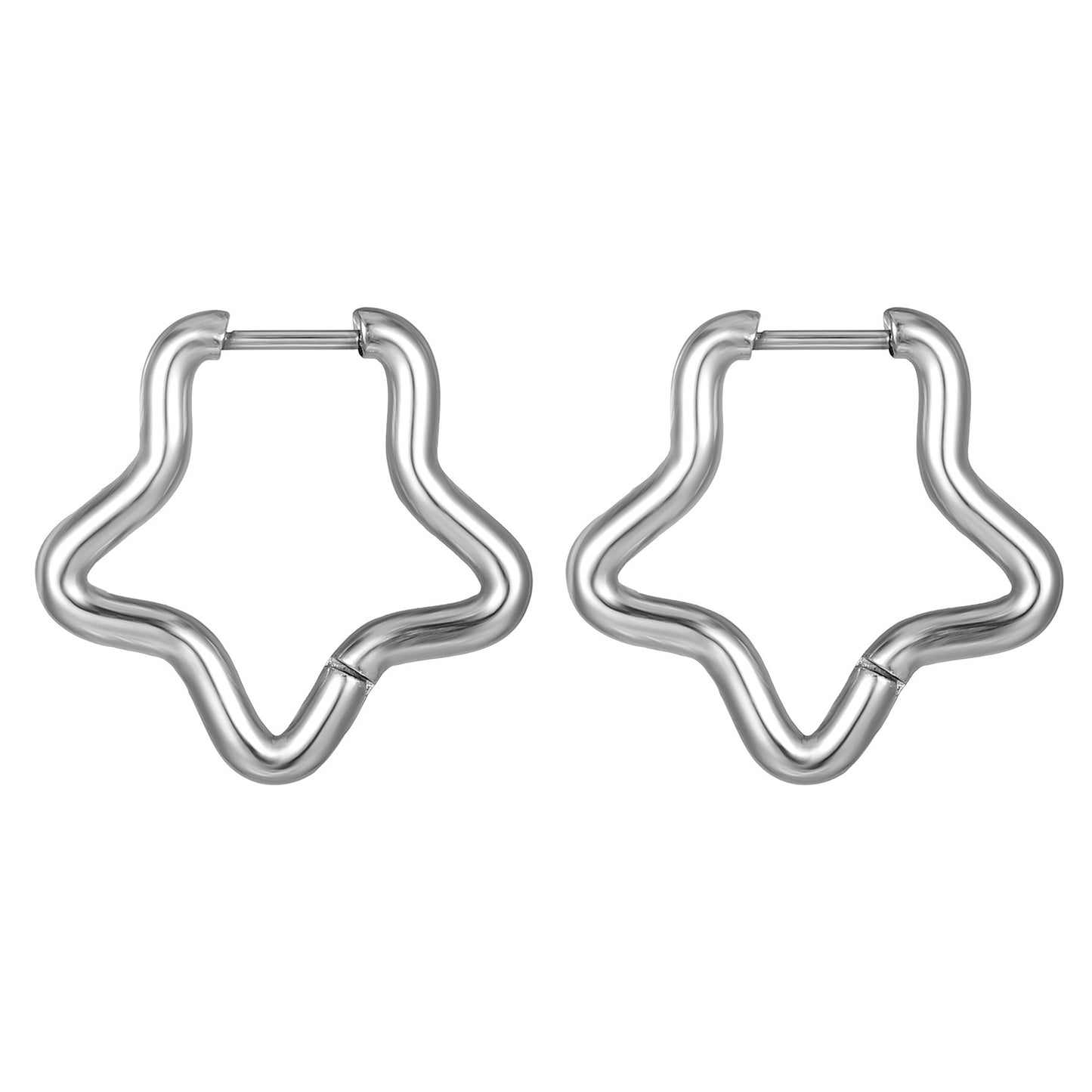 Geometric Shaped Stainless Steel Clip Trendy Fashion Five-pointed Star Peach Ear Buckle
