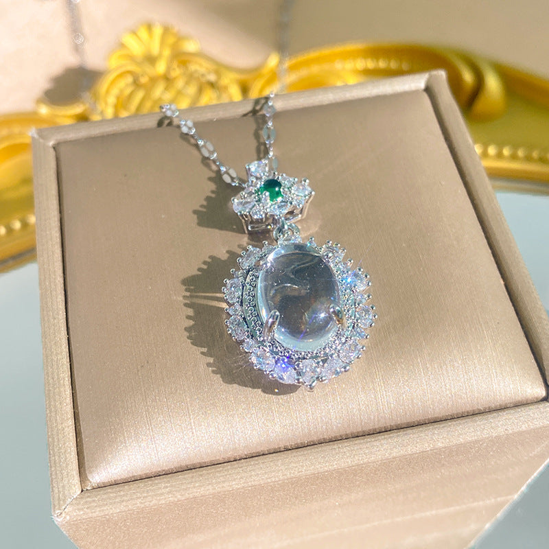 Women's Diamond Imitation Chalcedony Series Titanium Steel Exquisite High-grade Tassel Gourd Necklace