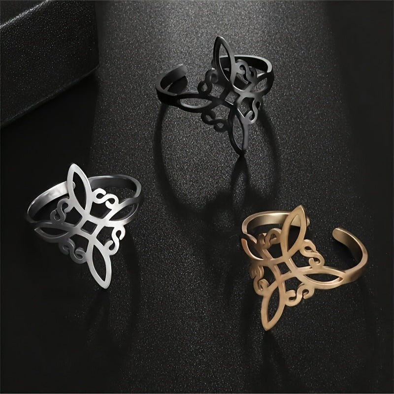 Simple Temperament Entry Lux Alloy Witch Knot Couple Rings