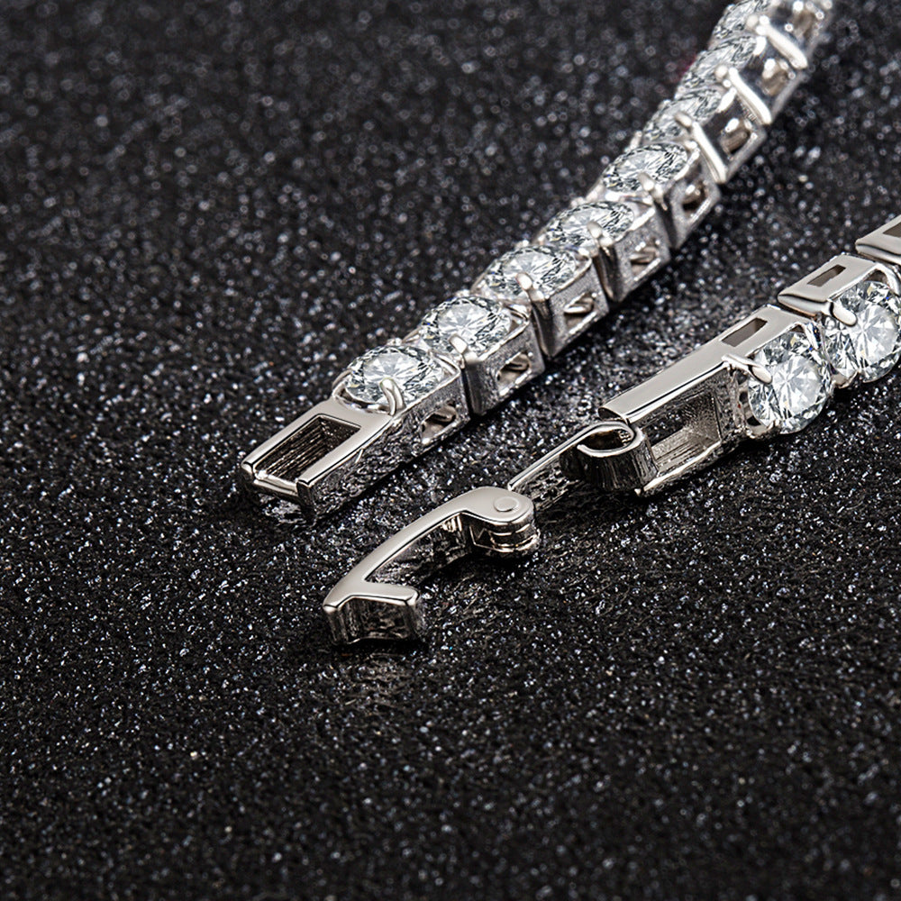Star Color Stone White Crystal Love Zircon Square Sier Bracelet
