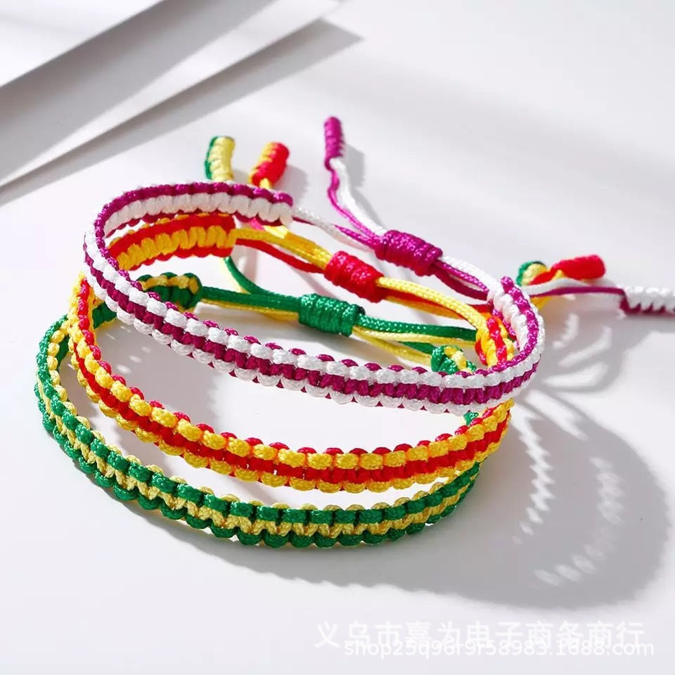Handmade Woven Jin Gang Knot Flat Colorful Lucky Carrying Strap Bracelet