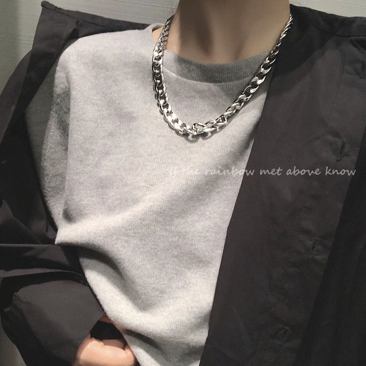 Women's & Men's Titanium Steel Thick Chain Hip Hop Disco Cuban For Trendy Necklace