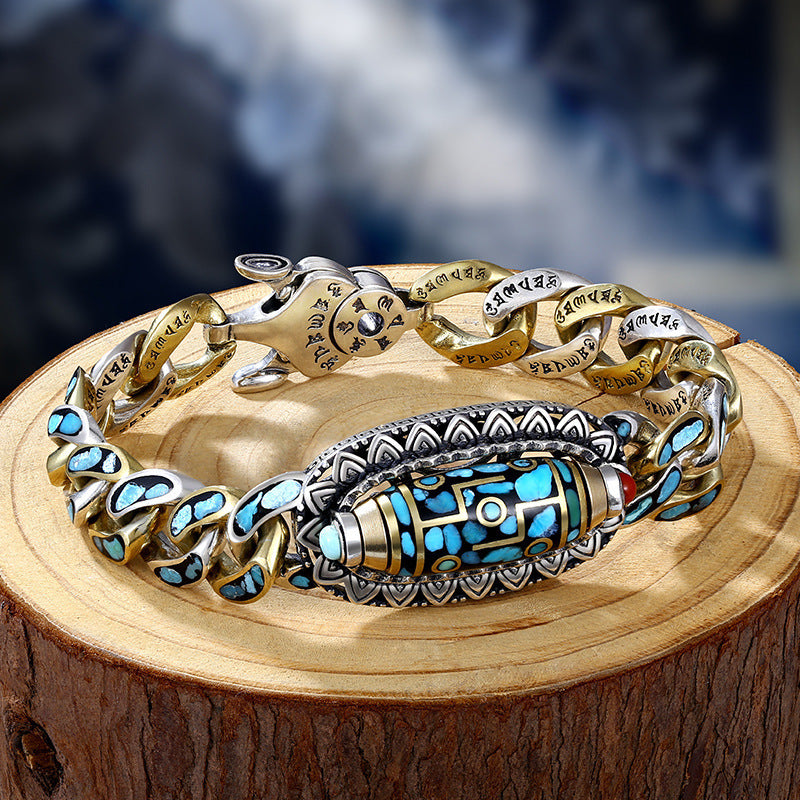 Women's & Men's Turquoise Mantra Bead Sier Lucky Country Bracelets