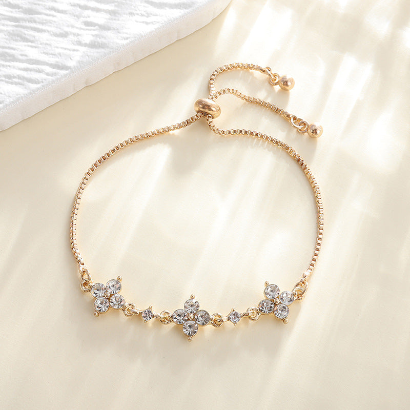 Women's Zircon Flower Korean Simple Design Personalized Bracelets