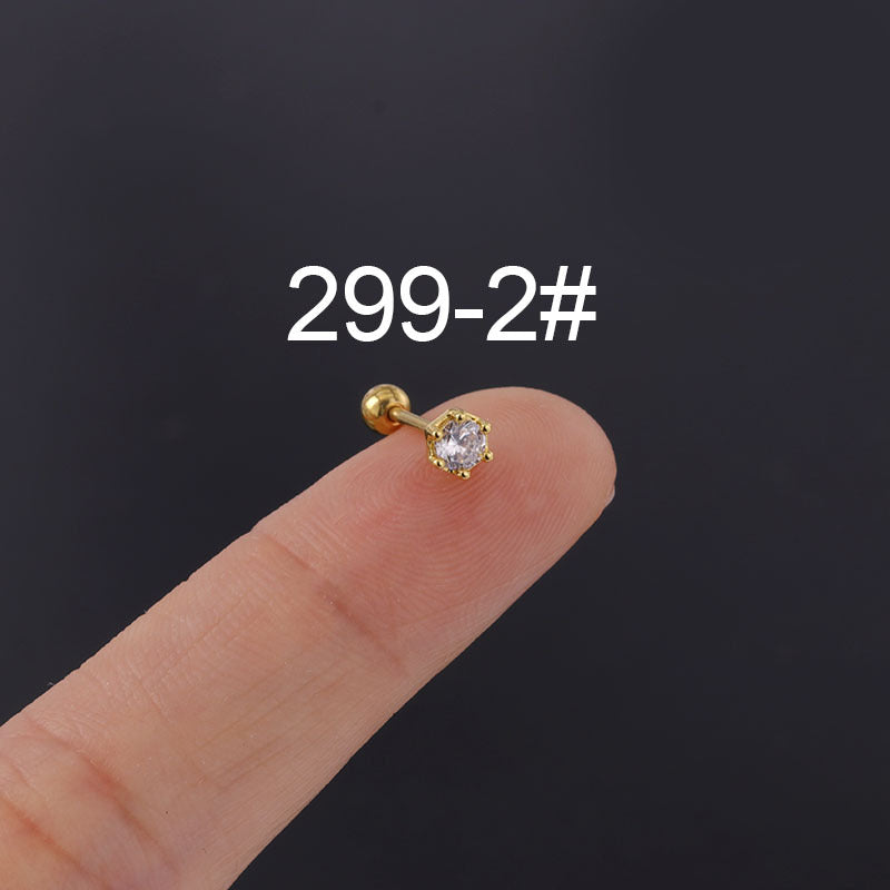 Steel Fine Rod Piercing Ear Bone Spring Popular Color Simple Stud Earrings