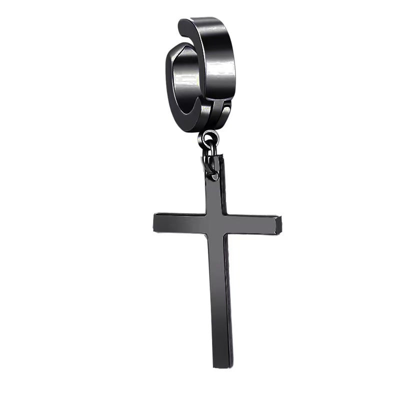 Women's & Men's Stainless Steel Clip Trendy Cross Quantity Earrings