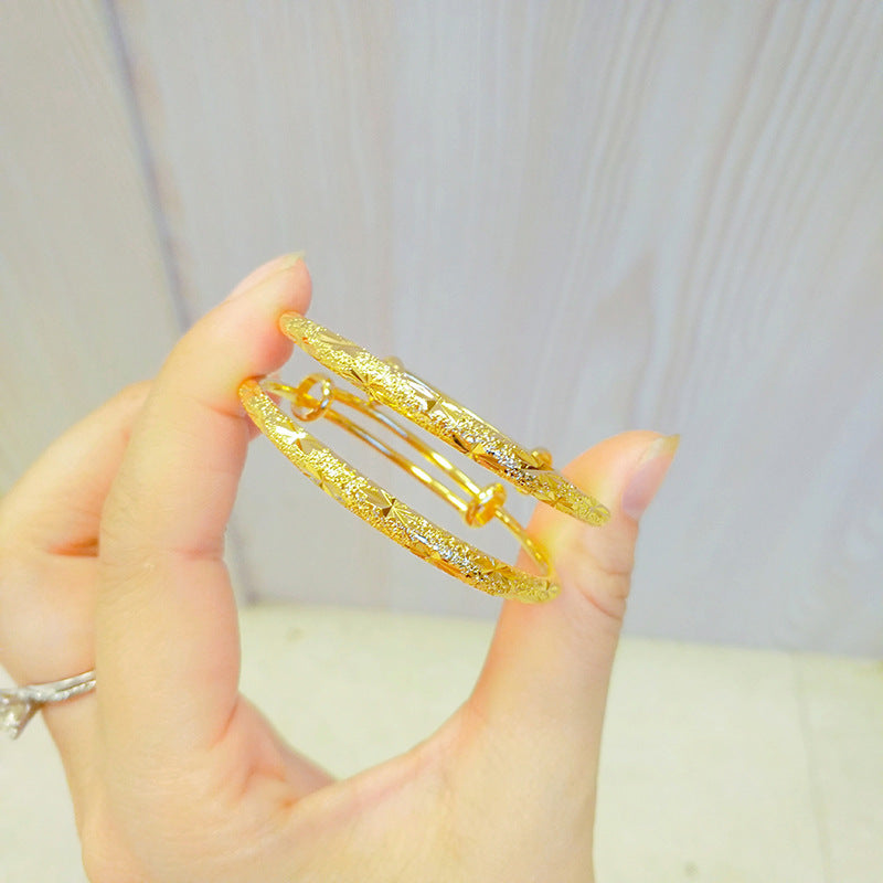 Children's Boutique Alluvial Gold Push-pull Opening Adjustable Glossy Simple Round Bracelet