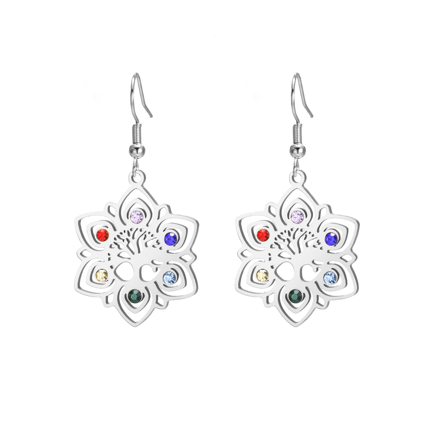 Niche Design Light Luxury Diamond Lotus Stainless Earrings