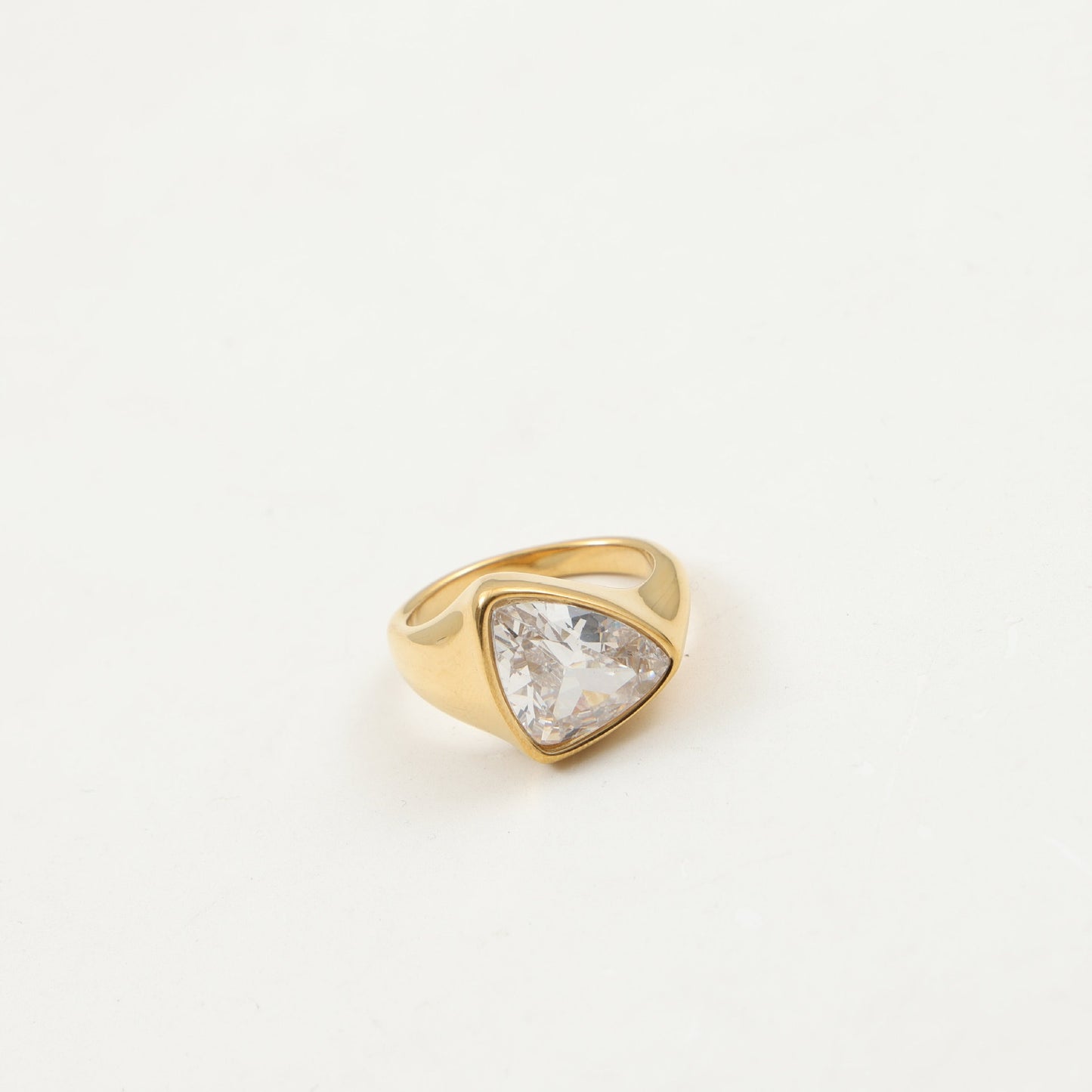 Large Triangle Shaped Zircon Titanium Steel Gold Bracelet