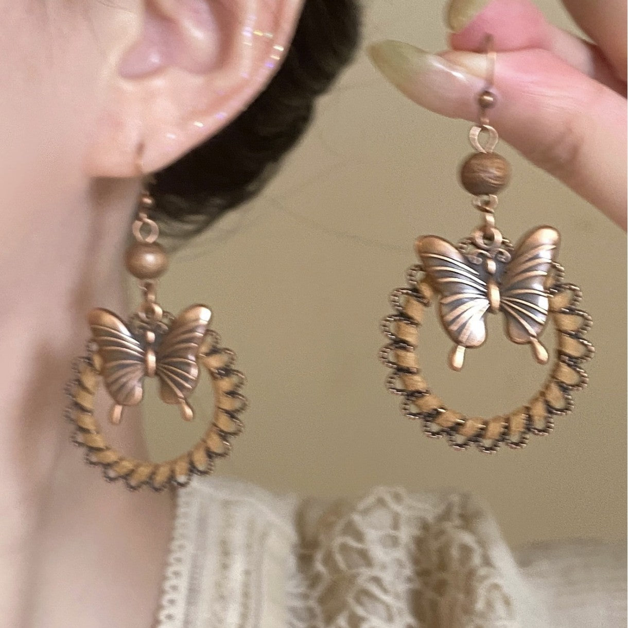 Ethnic Style Butterfly Retro Long Tassel Earrings