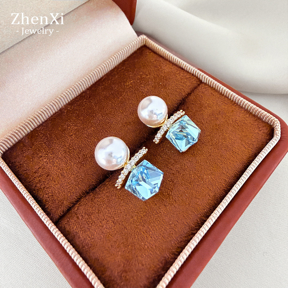 Pearl Balance Beam Fashion Commuter Simple Earrings
