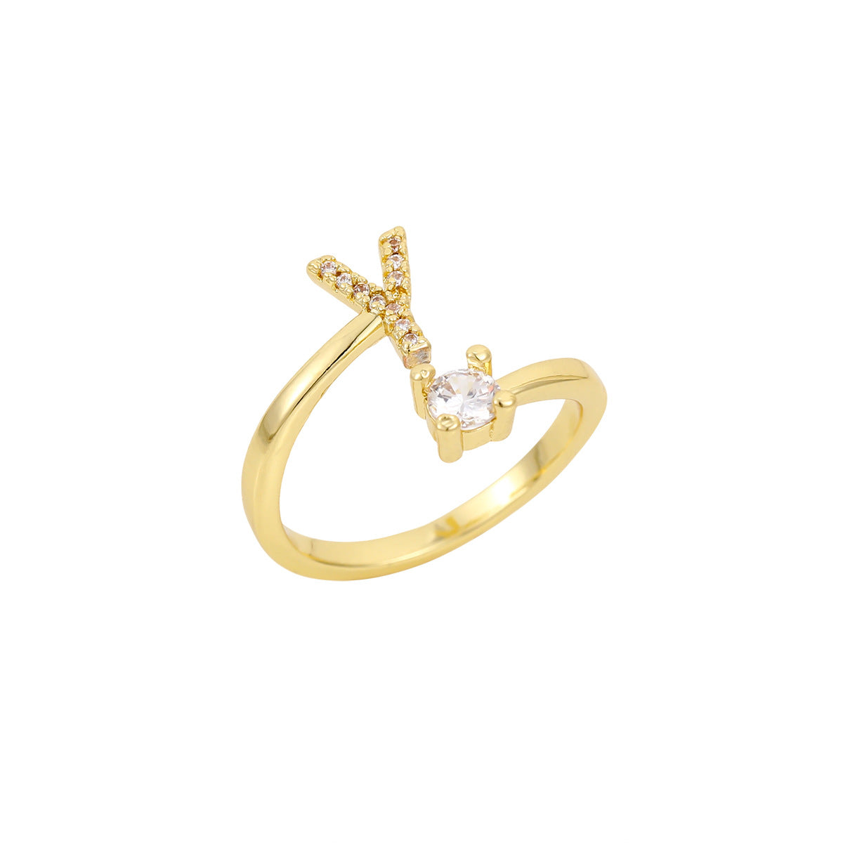 Gold Letter Open Male Female Personality Rings