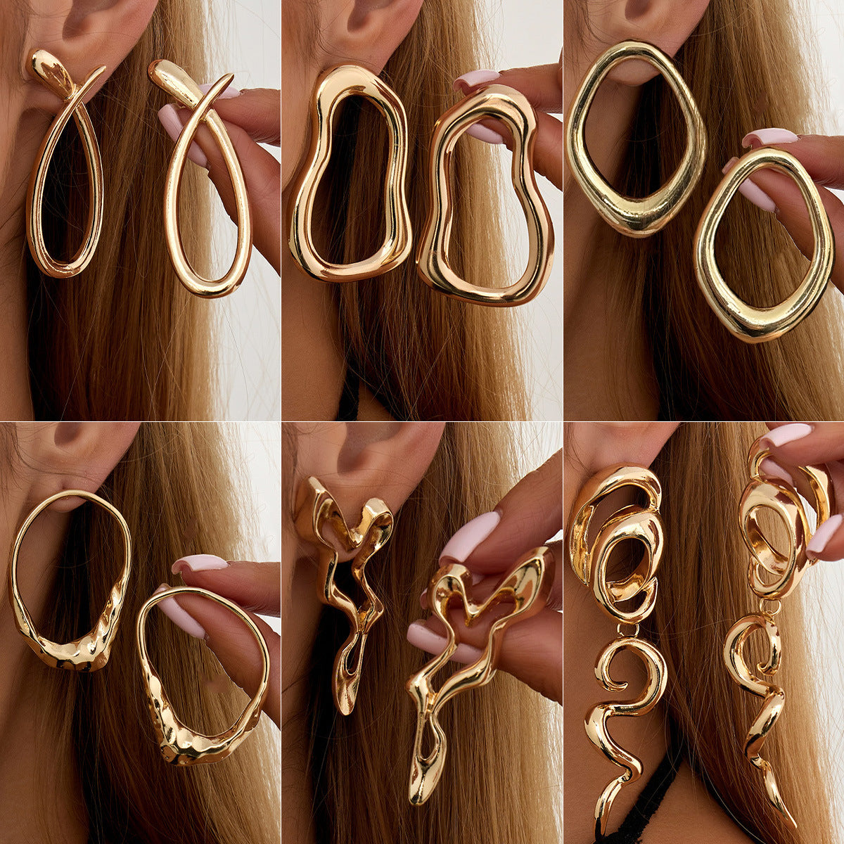 Women's Snake-shaped Twisted Long For Dignified Hollow Geometric Shaped Stud Earrings