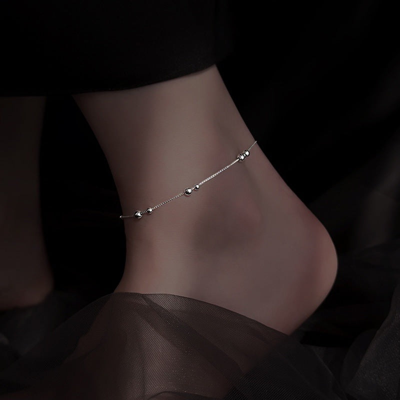 Sier Size Round Beads High-grade Simple Cold Bracelet