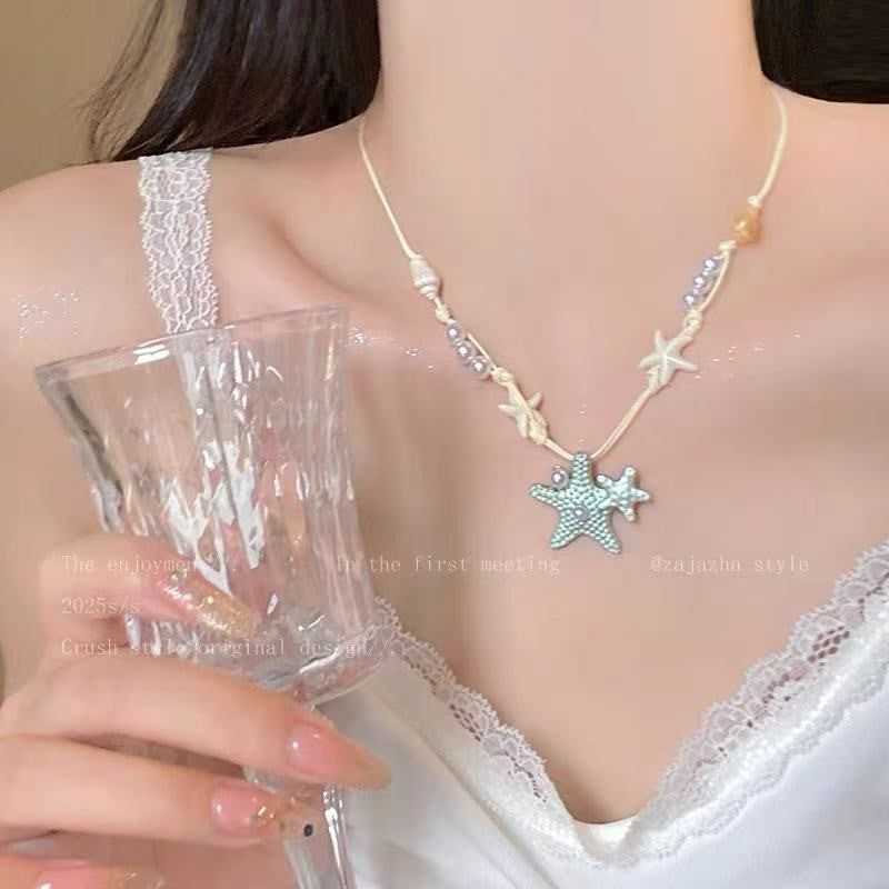 Women's Color Shell Starfish Beaded For Beach Vacation Niche Design Sweet Necklace